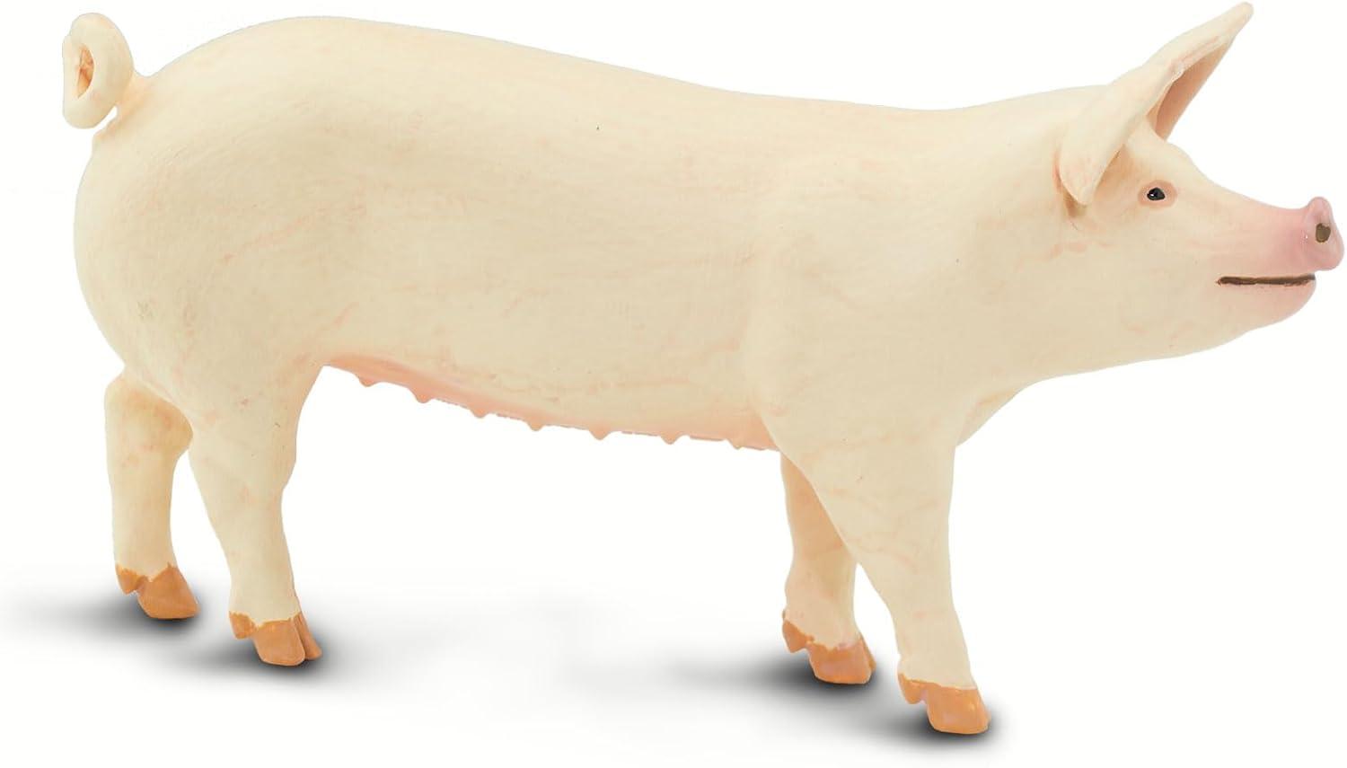 Safari Ltd. Large White Pig - Realistic 4" Farm Animal Figure - Educational Toy for Boys, Girls, & Kids Ages 3+