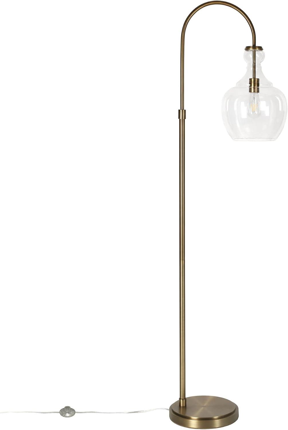 Henn&Hart 12" Brass Metal/Glass Floor Lamp