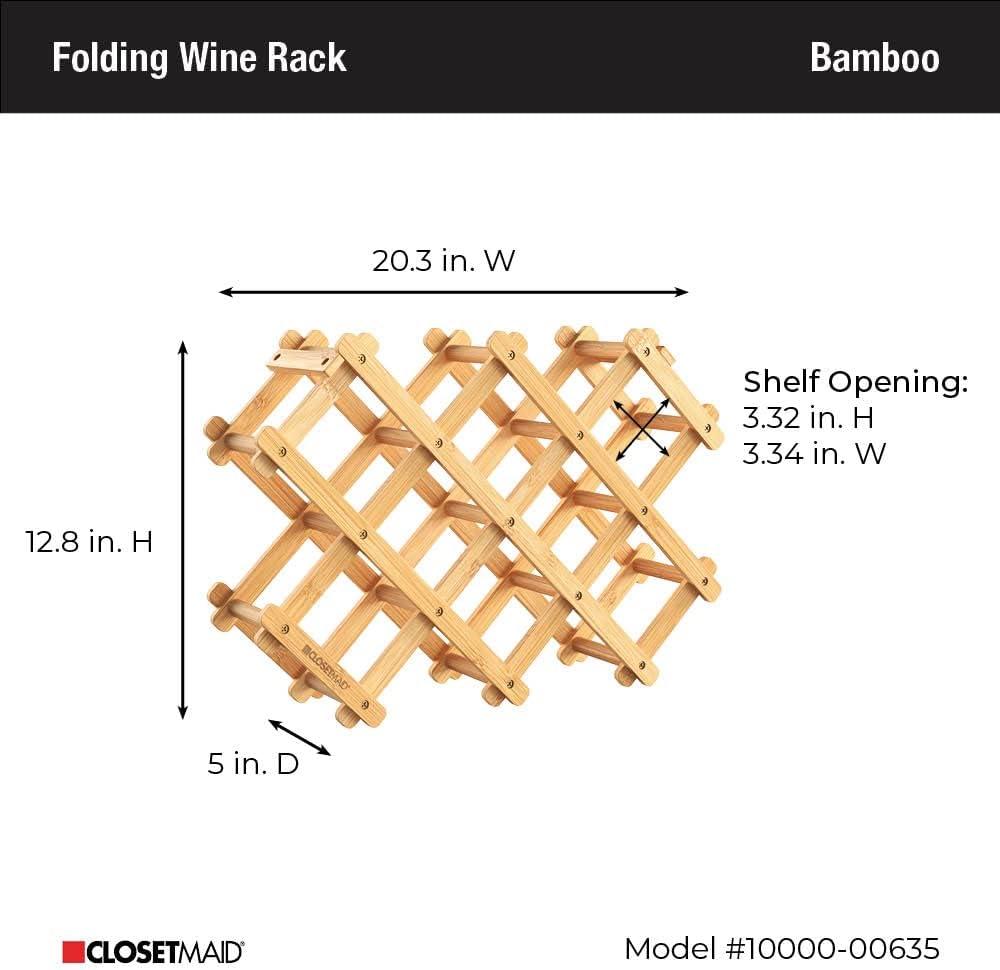 ClosetMaid Bamboo Folding 8-Bottle Wine Rack for Countertops