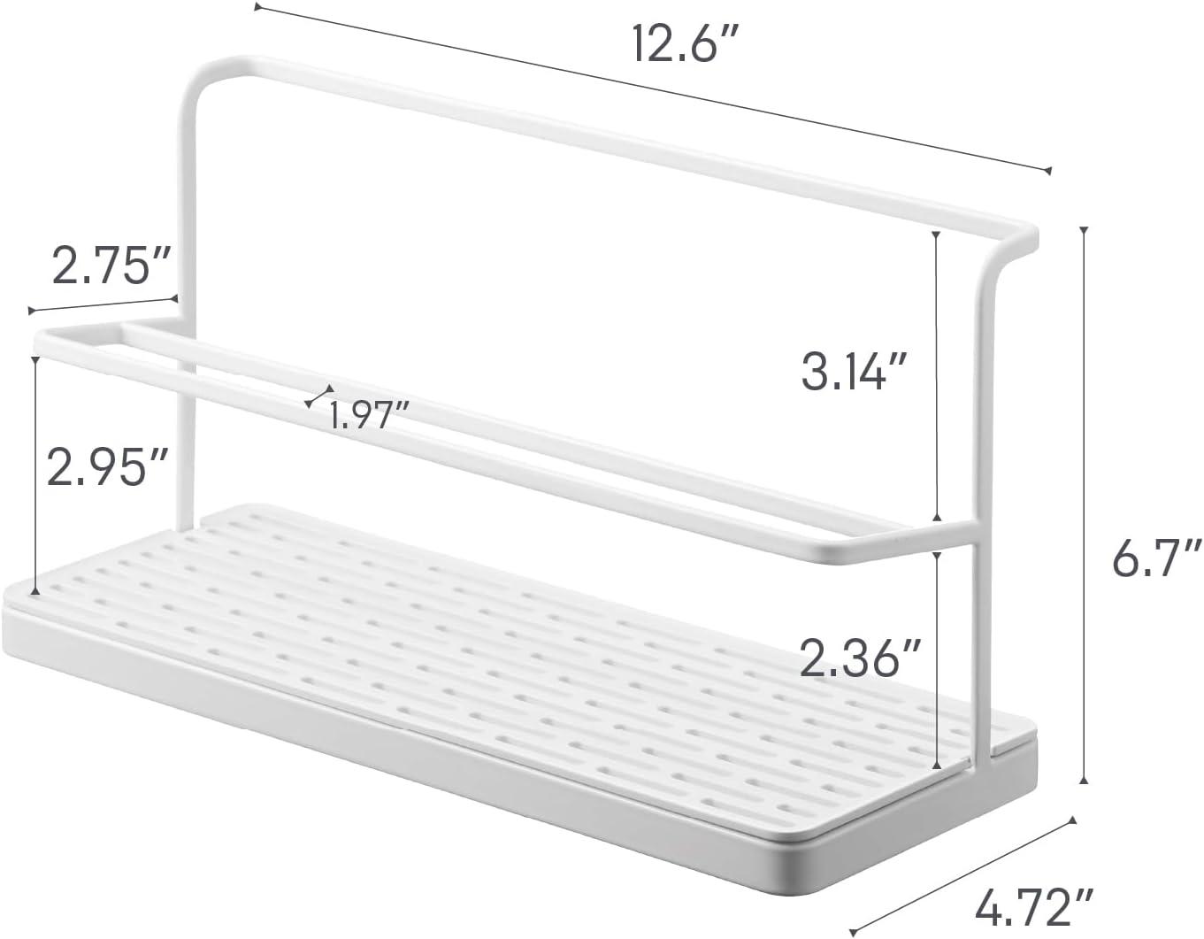 Tower Yamazaki Home Countertop Two Tier Bottle Drying Rack, Wide Storage Stand With Drainage Tray, Steel