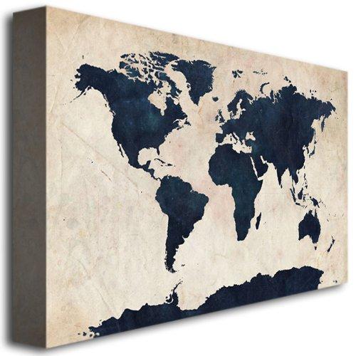 Trademark Art "World Map - Navy" Canvas Wall Art by Michael Tompsett
