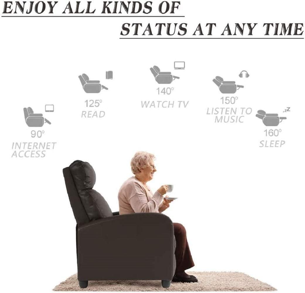 FDW Recliner Chair for Living Room Massage Recliner Sofa Reading Chair Winback Single Sofa Home Theater Seating Modern Reclining Chair, Brown