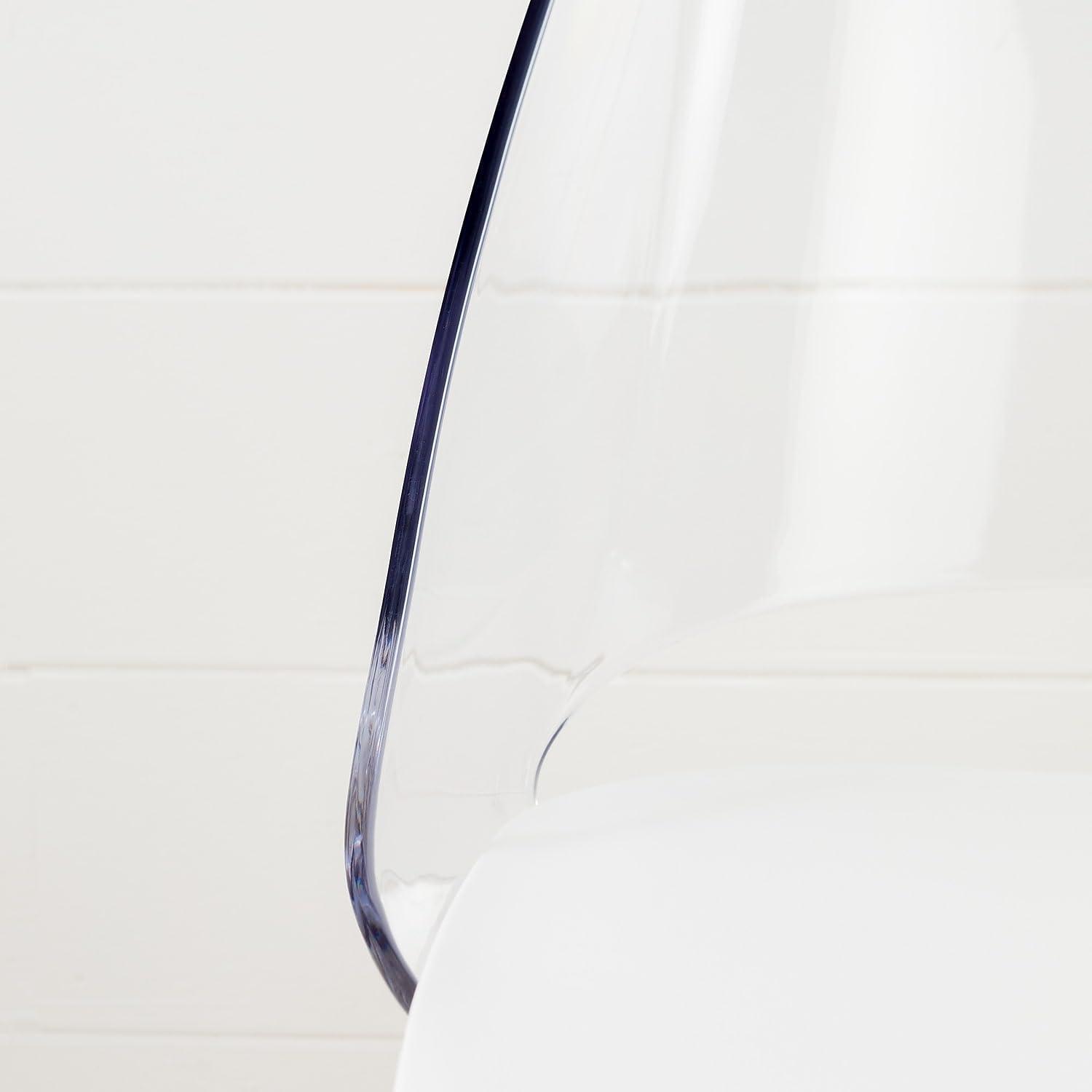 George Oliver South Shore Mid-Century Modern Eiffel Office Chair With Wooden Legs, Clear/White