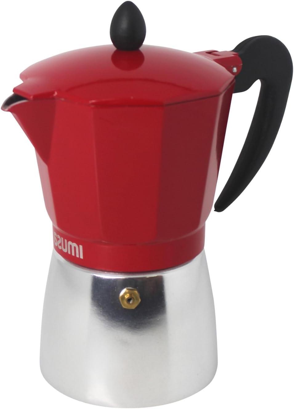 IMUSA New 3 Cup Traditional Espresso Stovetop Coffeemaker, Red