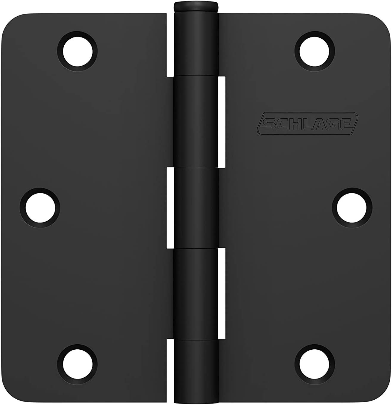 Schlage 1011 Pack Of Three 3.5" X 3.5" Plain Bearing 5/8" Radius Corner Mortise Hinges -