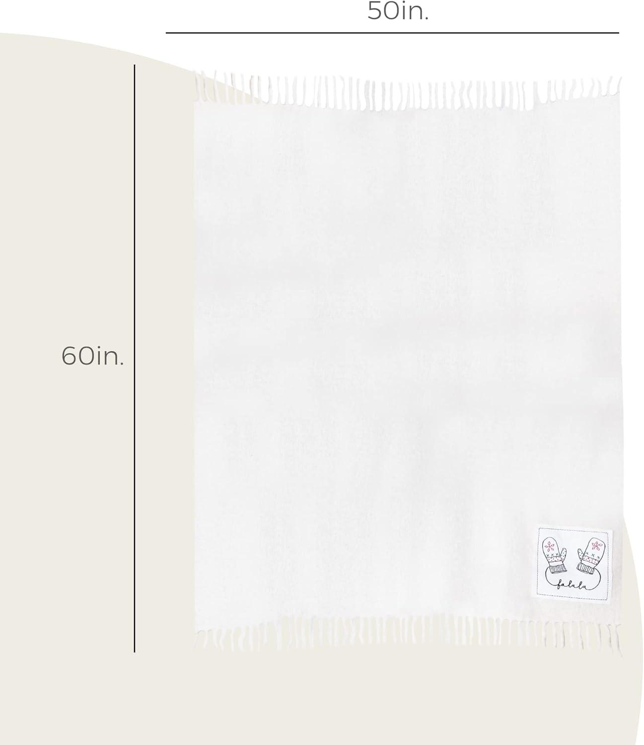 Rae Dunn Throw Blanket- Soft, Decorative Blankets for Bed or Couch, Cozy Throws for Sofa, Christmas Mohair Throw with Embroidered Patch, 50" x 60"
