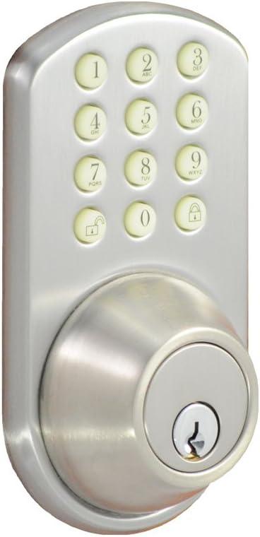 Satin Nickel Keypad Deadbolt with Glow Keypad