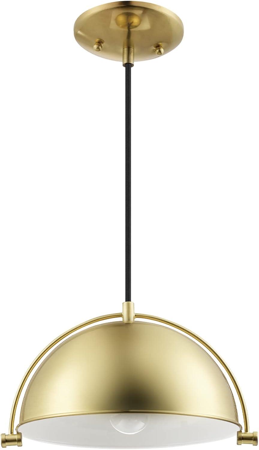 Dolores Matte Brass Glass Bowl Pendant Light with LED Bulb