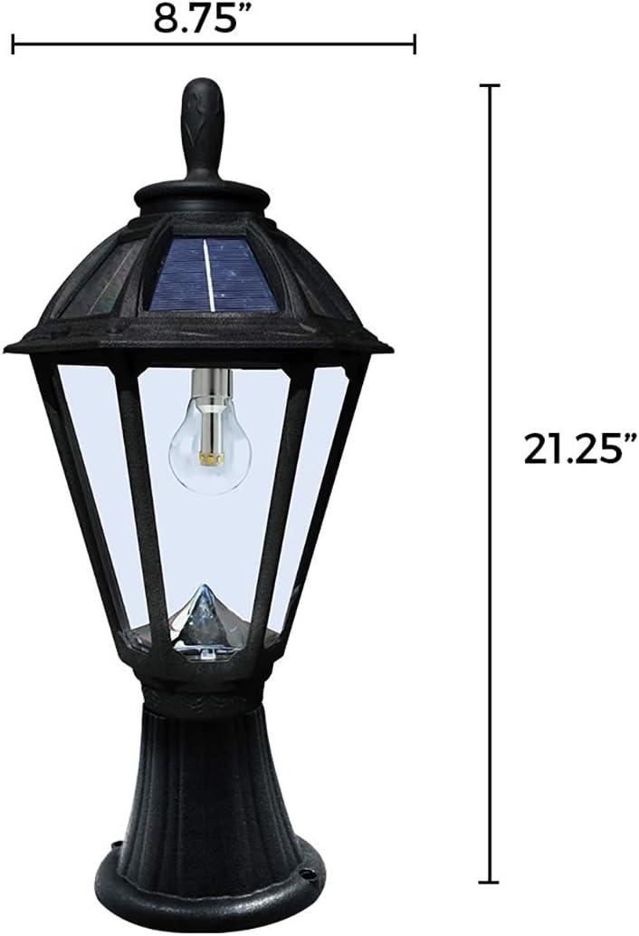 Gama Sonic Polaris Black Solar Outdoor Post Light 1-Light with 3 Mounting Options: 3in Fitter for Lamp Post, Flat Mount for Column Lights and Wall Sconce UV Protected Resin for Coastal Area-178033