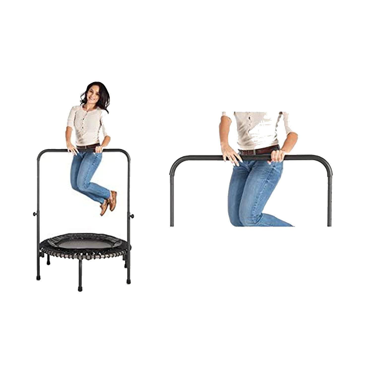JumpSport 220 In Home Cardio Fitness Rebounder - Mini Trampoline with Handle Bar Accessory, Premium Bungees and Workout DVD