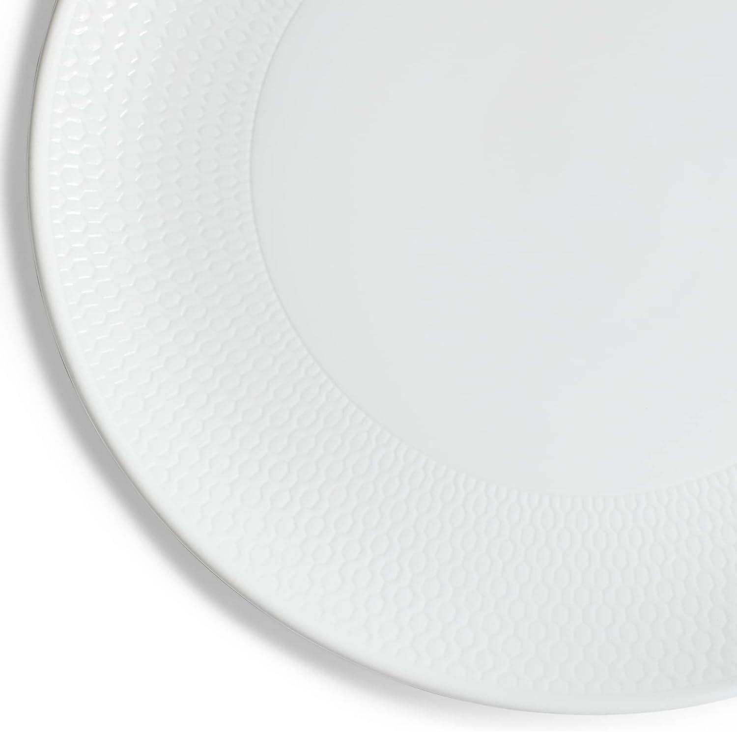 White Embossed Porcelain Geometric Salad Plate