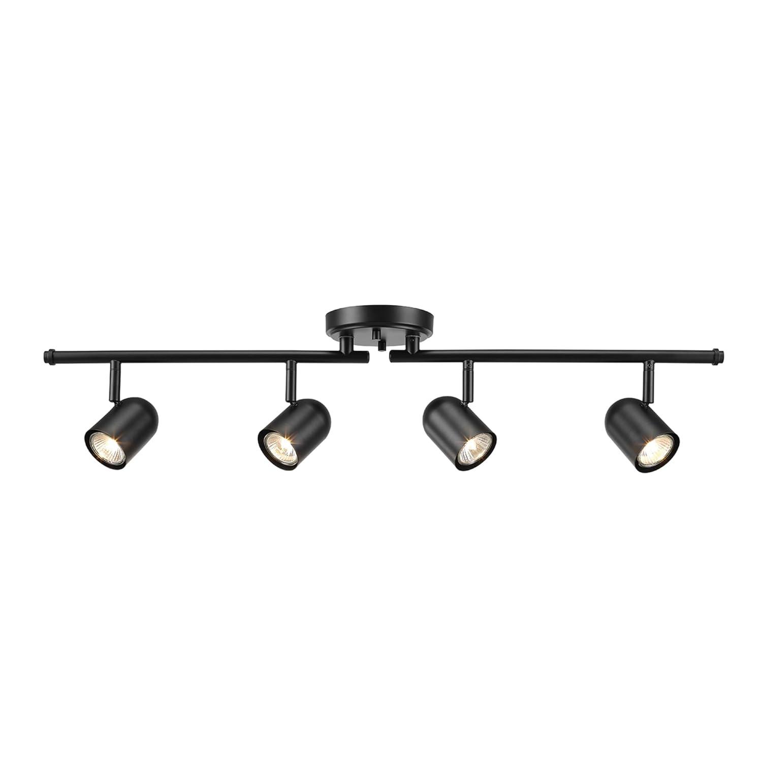 Globe Electric Roland 4-Light Matte Black Foldable Track Lighting, 60029