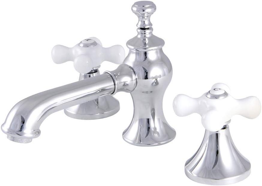Kingston Brass KC7061PX Kingston Brass Vintage Two-Handle 3-Hole Deck Mount Widespread Bathroom Faucet with Brass Pop-Up Drain