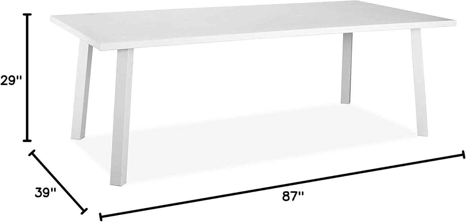 Whiteline Modern Outdoor Living DT1593-WHT Rio Contemporary Indoor/Outdoor Dining Table in Matte White Aluminum