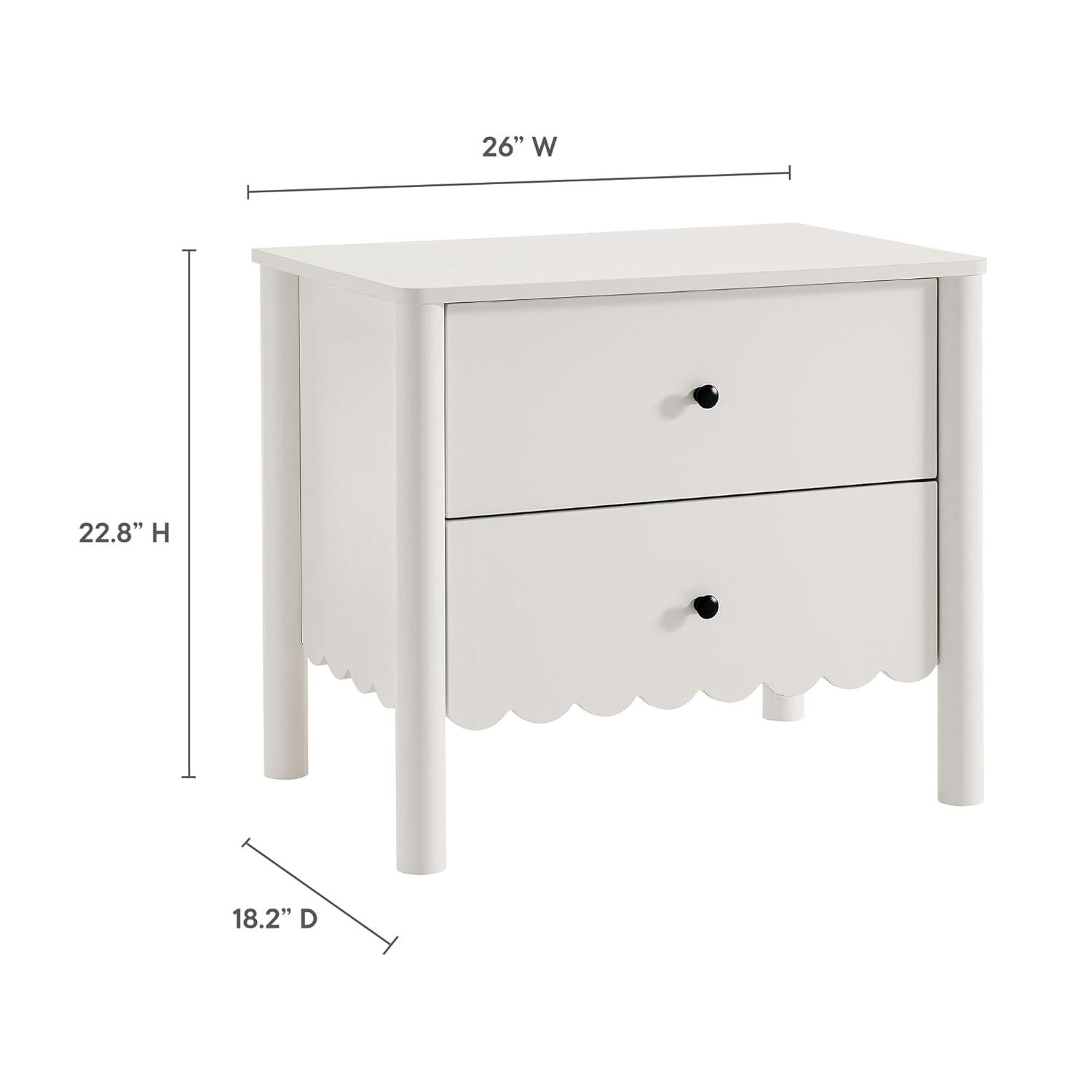Modway Emmeline Scalloped 2-Drawer Nightstand