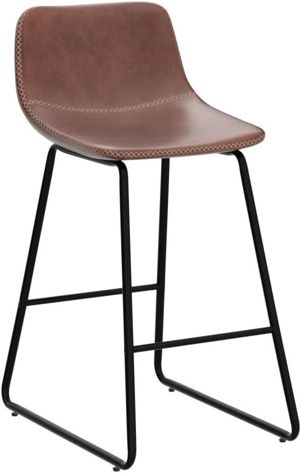 HeuGah Bar Stools Set of 4,Faux Leather Counter Height Bar Stools,26" Bar Chairs with Back,Modern Counter Stool for Kitchen Island