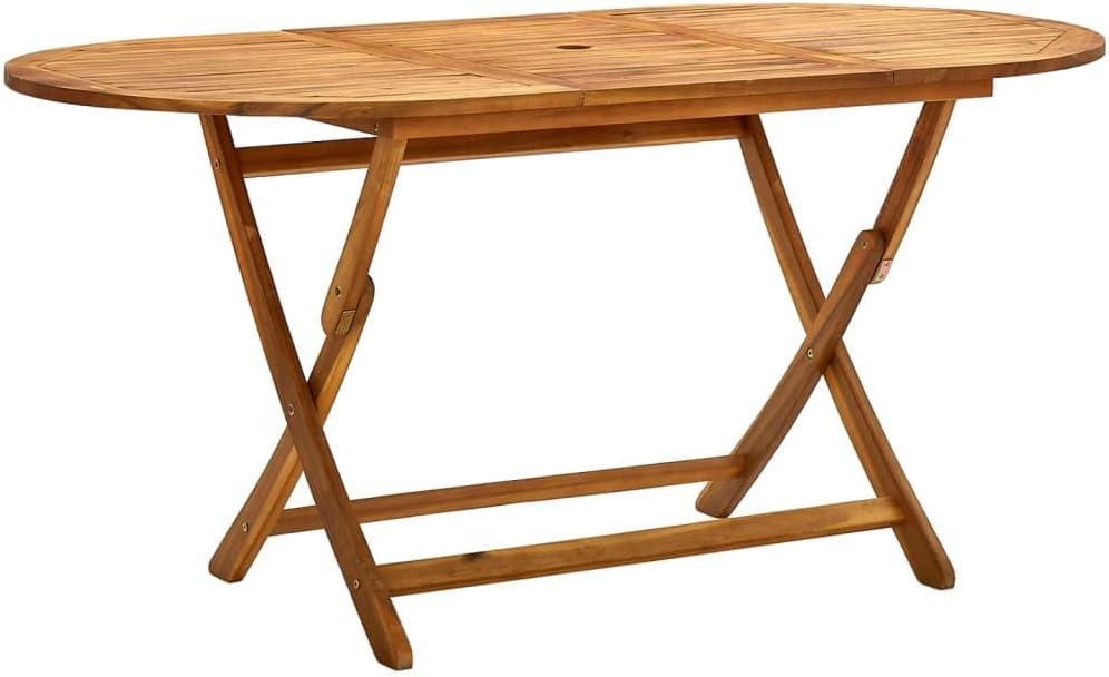 vidaXL Acacia Wood Folding Patio Table - Modern Outdoor Terrace/Patio Dining Table, Easy to Clean, Weather-Resistant, Brown
