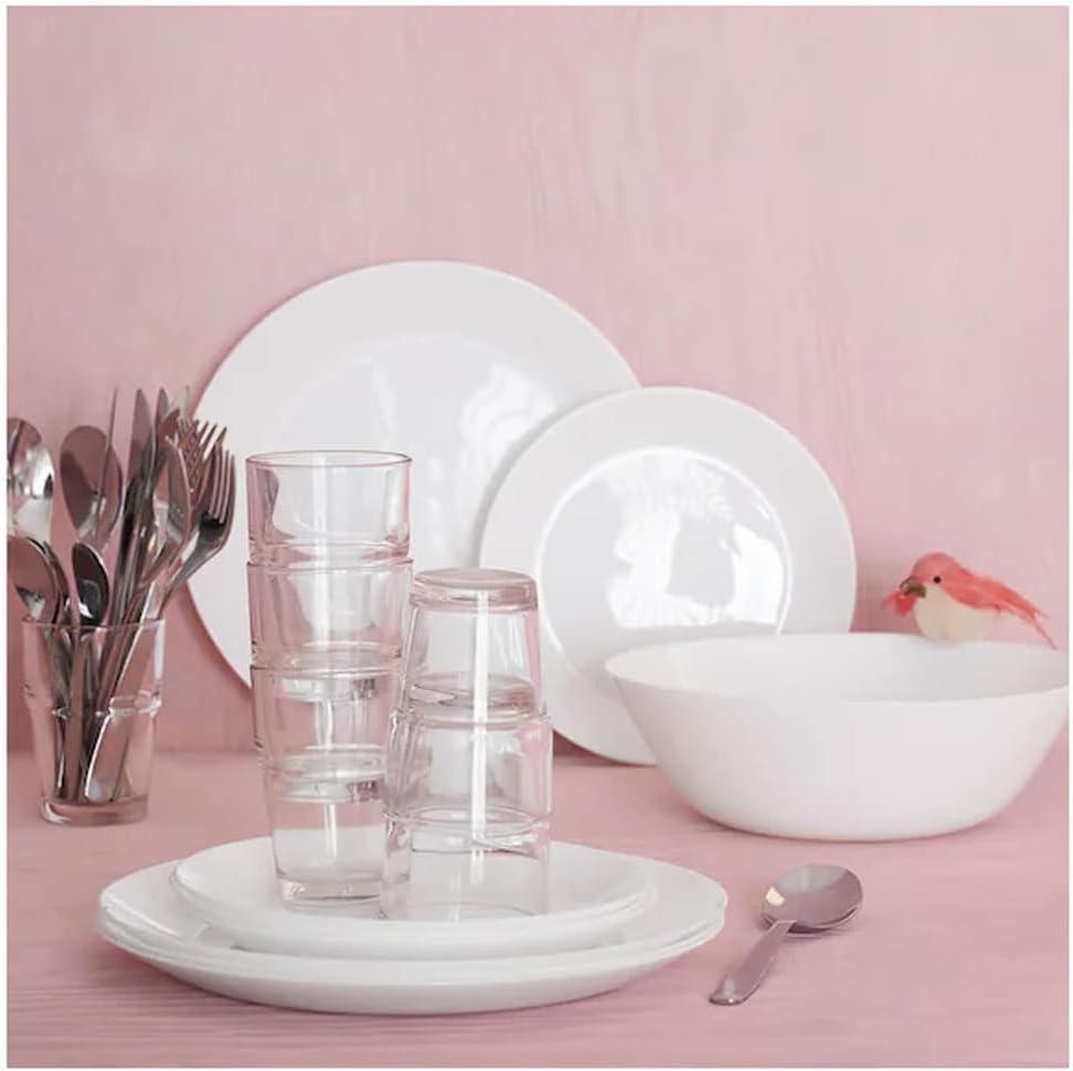 Elegant White Tempered Glass Serving Bowls Set of 6