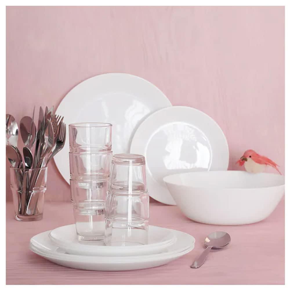 Elegant White Tempered Glass Serving Bowls Set of 6