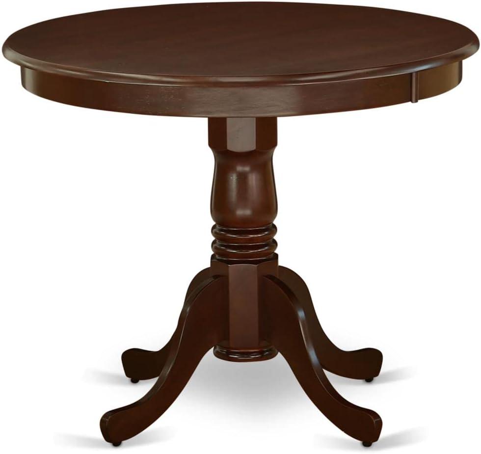 East West Furniture Antique Wood Dining Table with Pedestal Legs in Mahogany