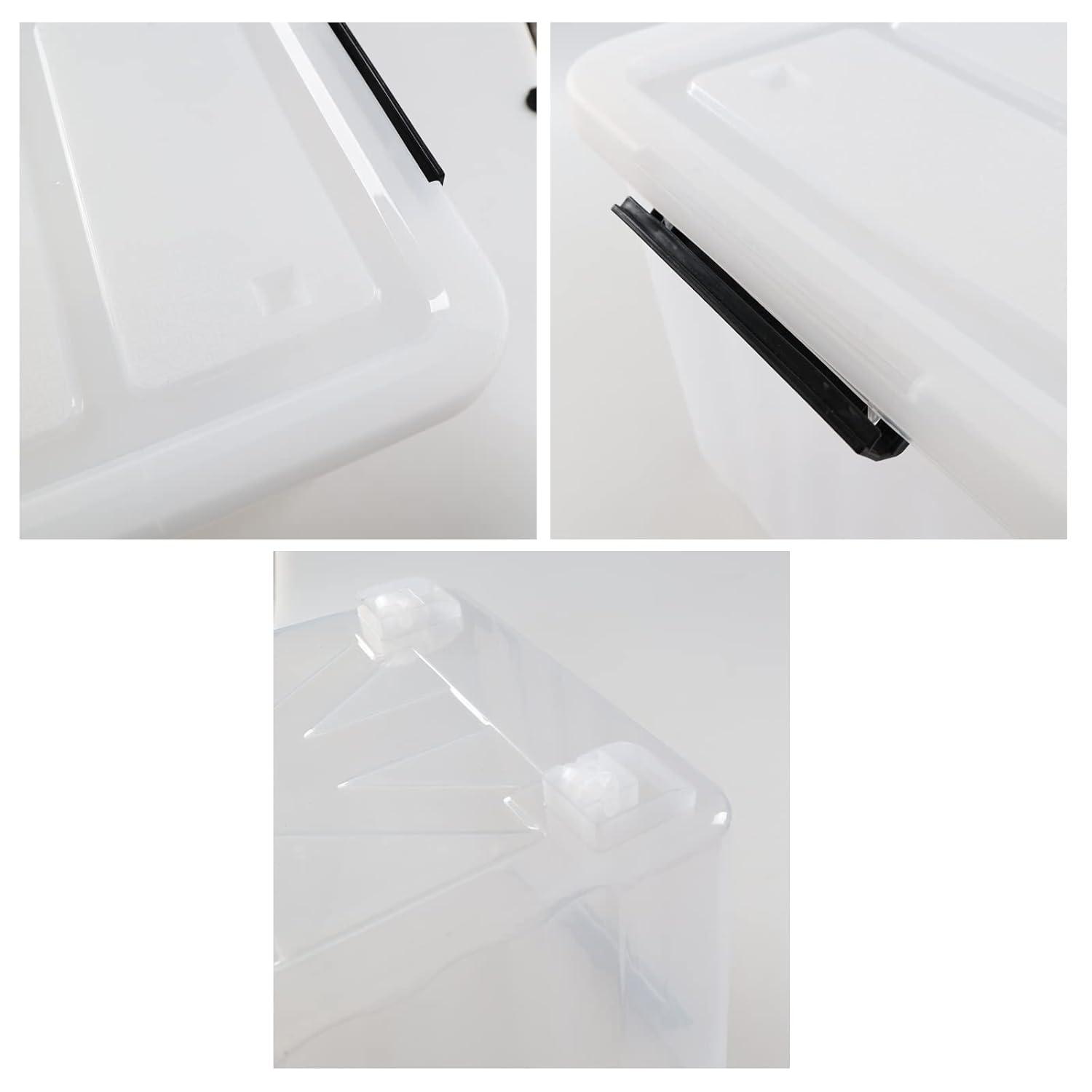Ggbin 70 Quart Plastic Storage Bins with Wheels, Large Latching Storage Box, 4-Pack