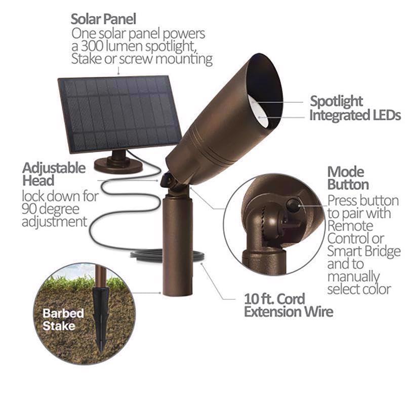 FeitElectric Feit OneSync Solar Powered 100 W LED Spot Light Kit 1 pk