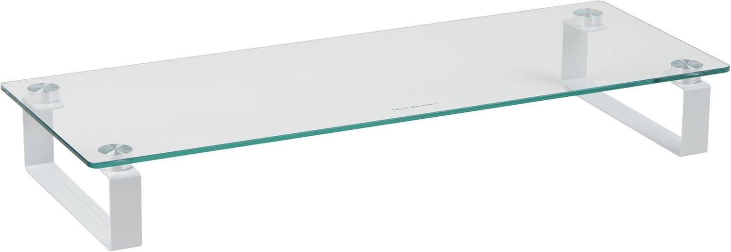 Mind Reader Mind Reader Monitor Stand, Contemporary, Desktop Organizer, Laptop Riser, Office, Glass, 22"L x 8.25"W x 3"H, Clear
