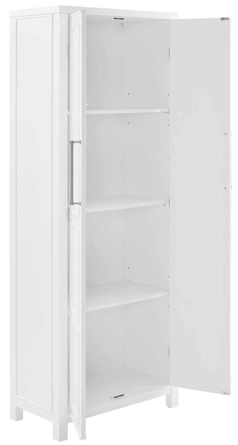 Crosley Cutler Storage Pantry White : Modern Farmhouse Style, 4 Fixed & Adjustable Shelves, MDF Wood Veneer, 65" Height