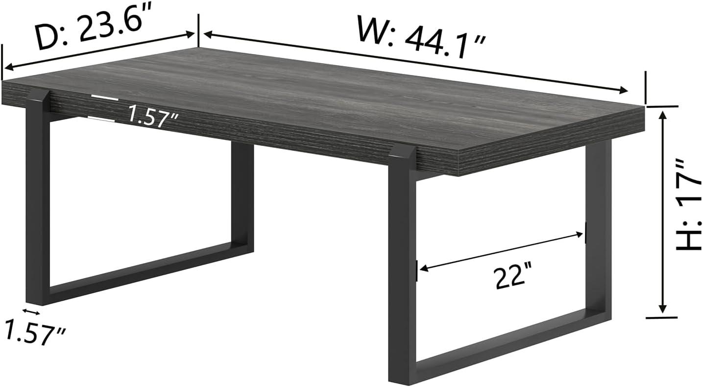 FOLUBAN Coffee Table, Modern Rustic Wood and Metal Center Table with Storage, Industrial Cocktail Tea Table for Living Room, Oak, 47 Inch
