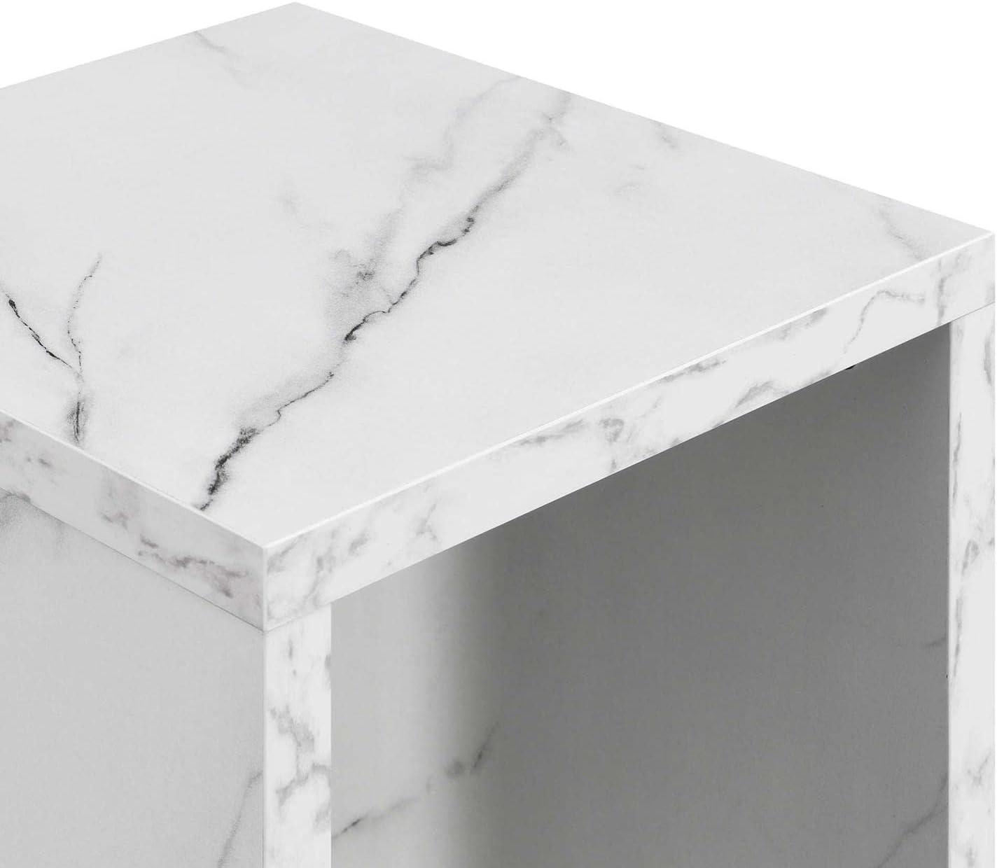 Convenience Concepts Northfield Admiral Square End Table, White Faux Marble