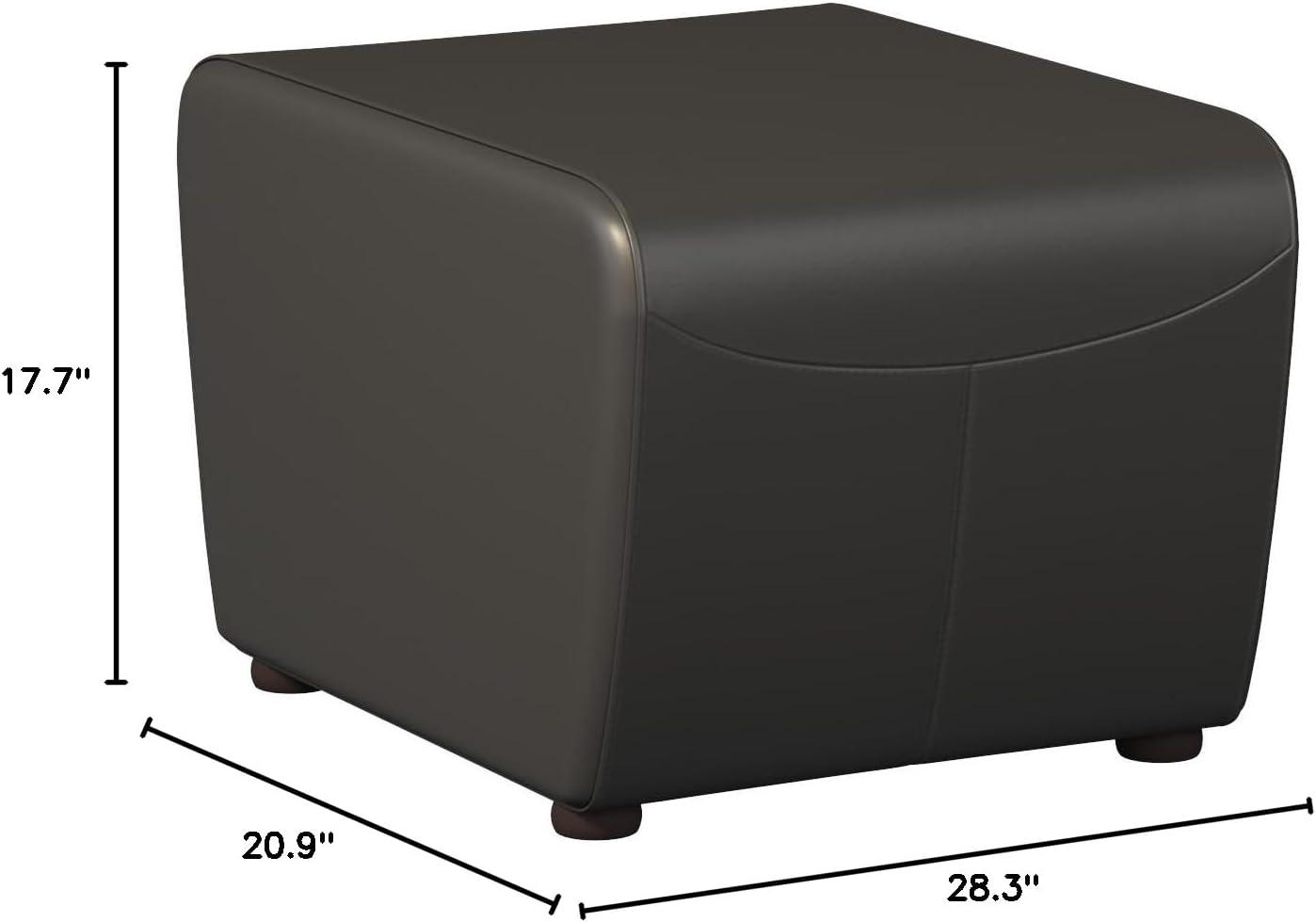 Full Leather Ottoman with Rounded Sides - Baxton Studio