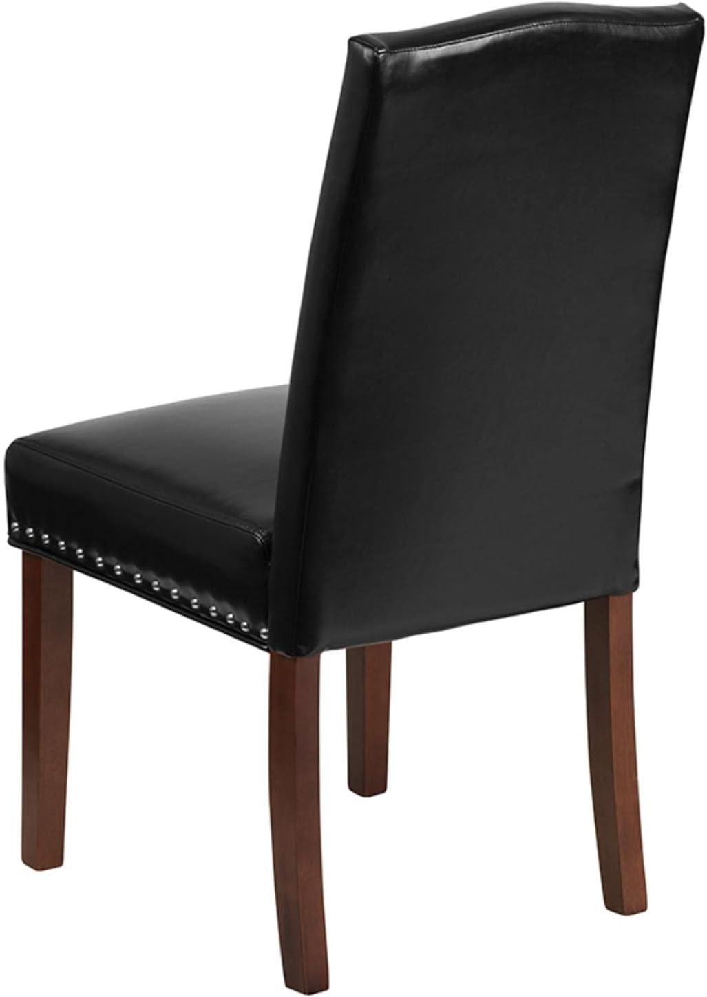 Black LeatherSoft Parsons Side Chair with Nailhead Trim