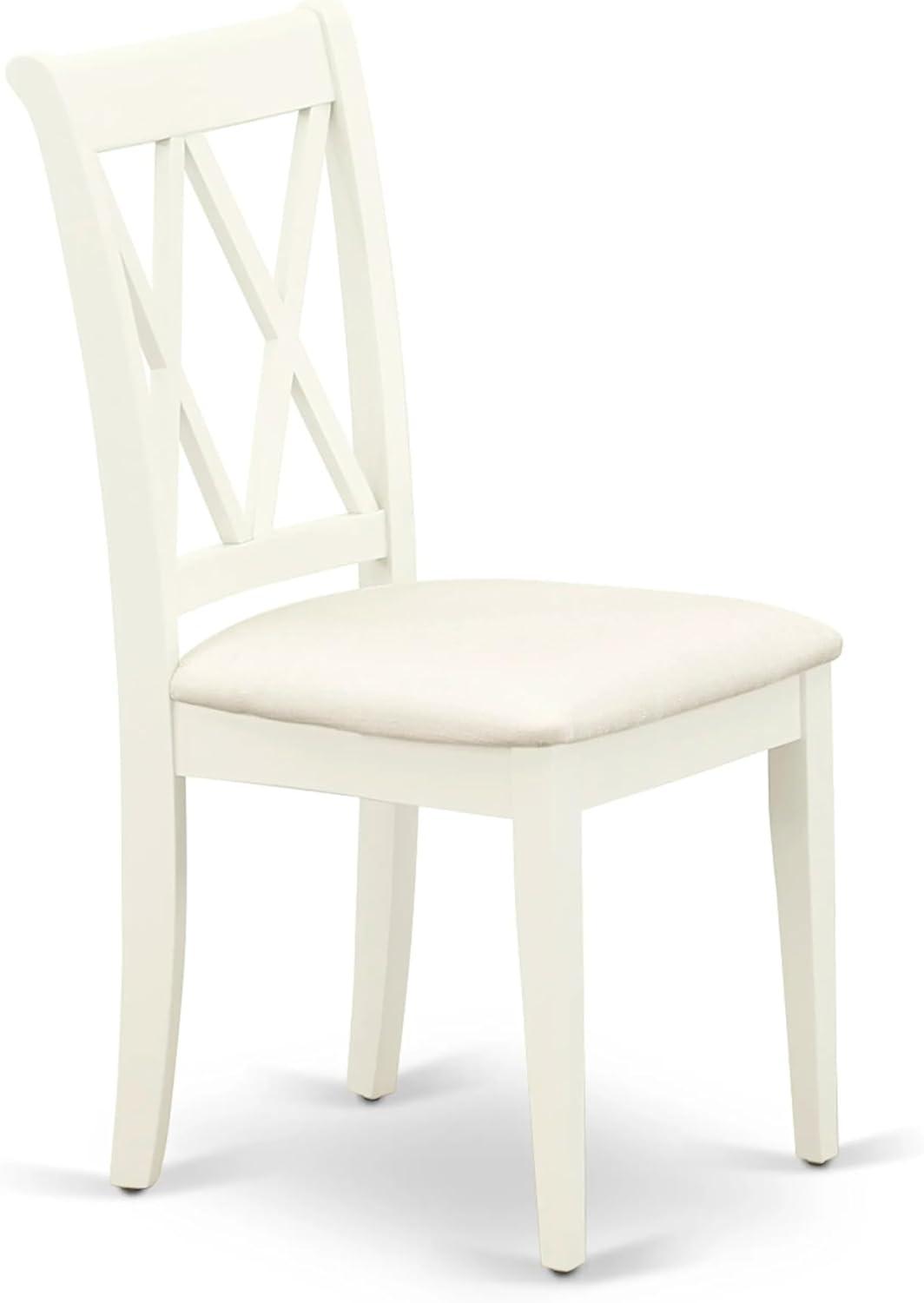 East West Furniture Antique 3-piece Double X-Back Chair and Table Set in White