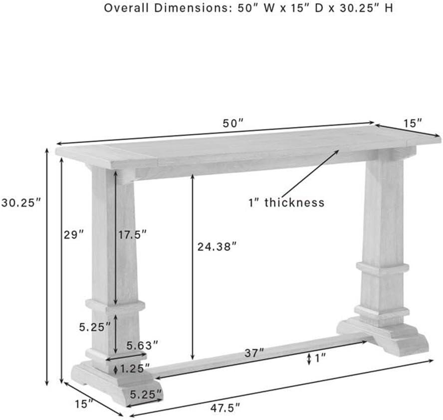 Rustic Brown Farmhouse Wood Console Table with Pedestal Columns