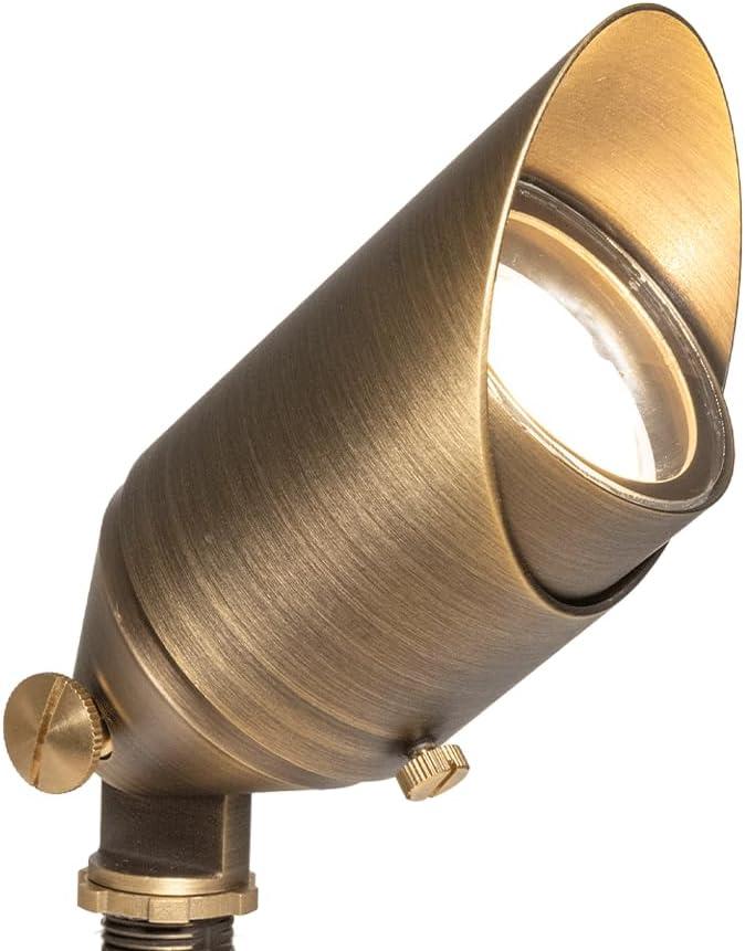 Bronze Cast Brass Adjustable Outdoor Spotlight with Warm White LED