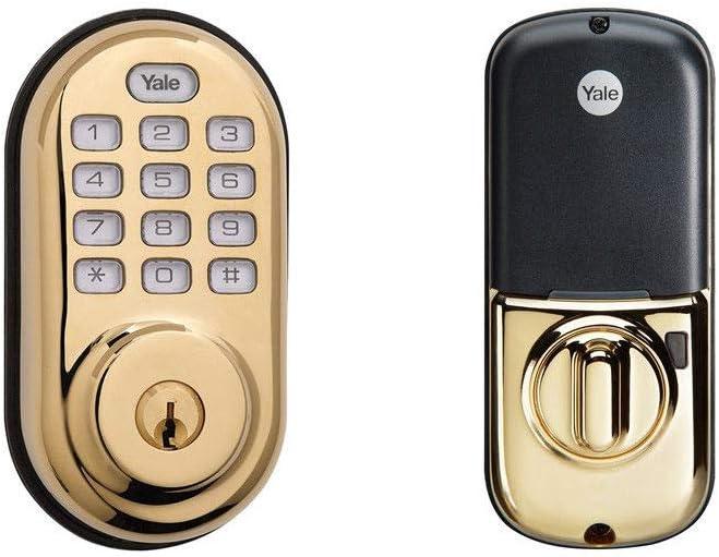 Bright Brass Electronic Deadbolt with Keypad and Touchscreen