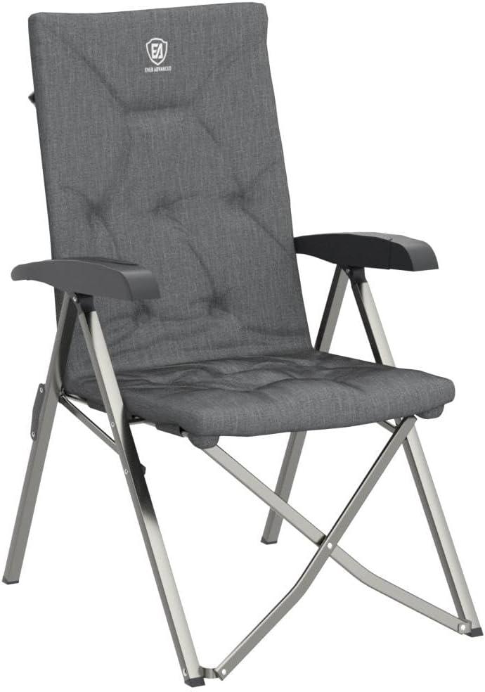 Gray Padded Folding Recliner Chair with Adjustable High Back