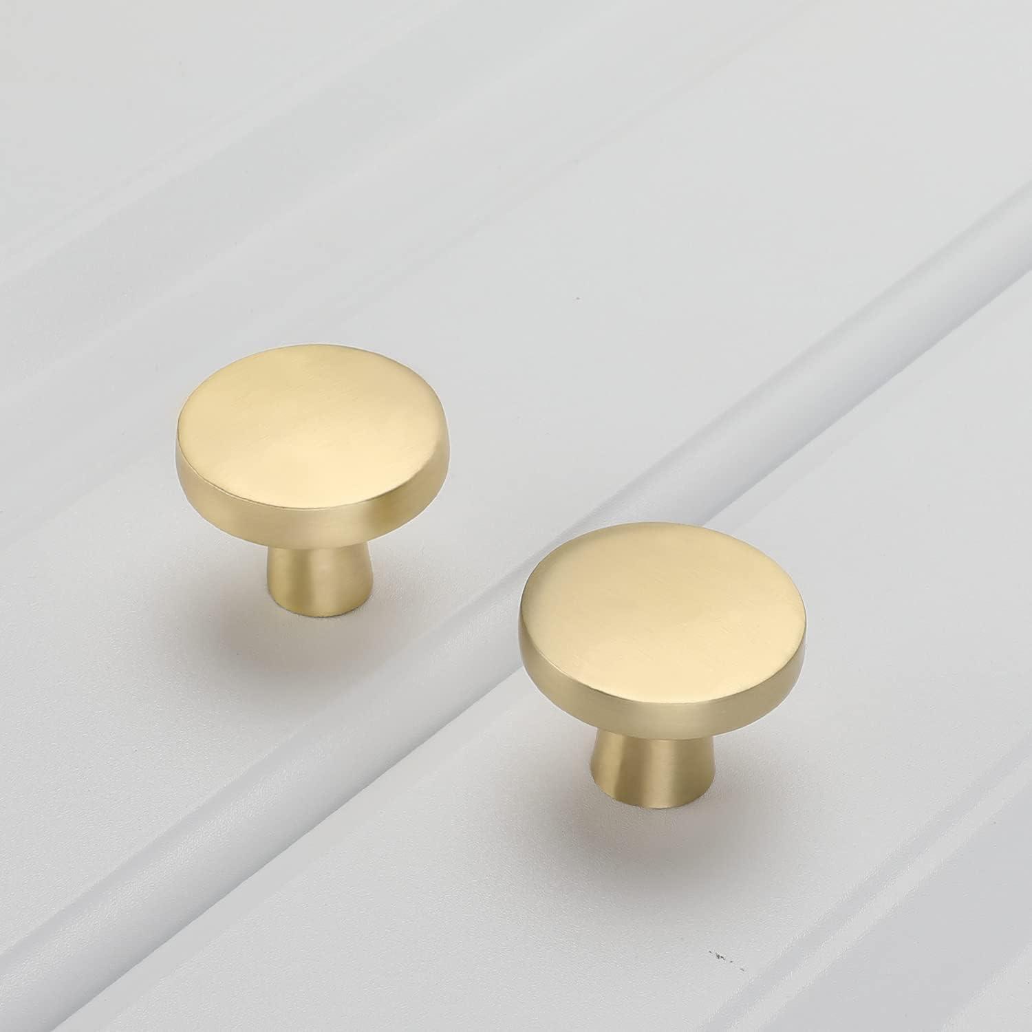 Brushed Brass Round Knurled Cabinet Knob Set