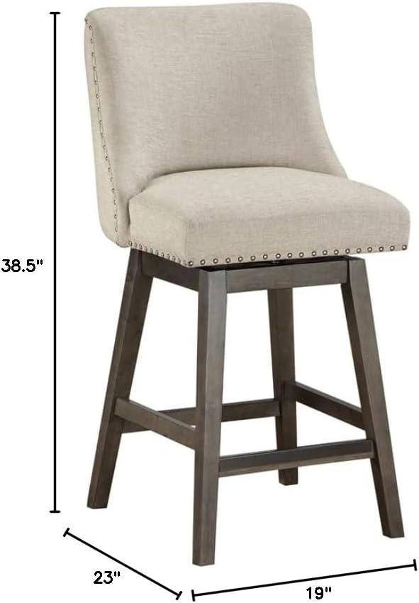 Swivel Upholstered 26'' Counter Stool with Solid Wood Frame