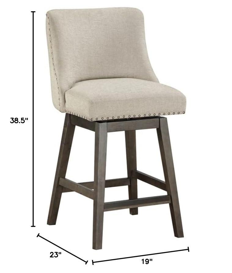 Granville Swivel Upholstered Counter Stool with Solid Wood Frame