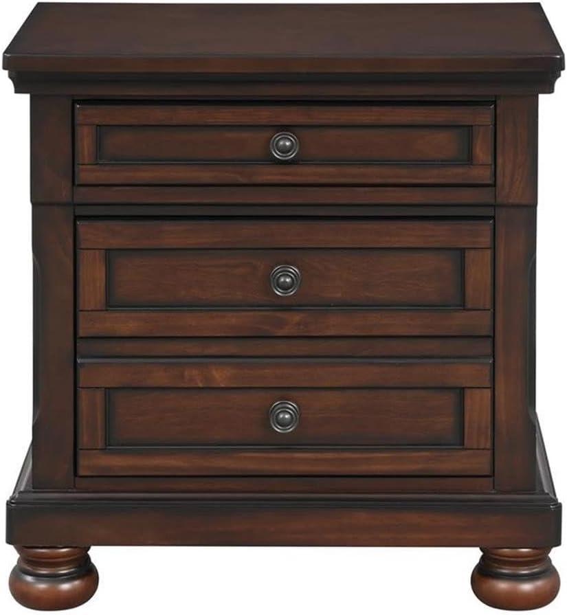 Pemberly Row 3-Drawers Traditional Wood Nightstand in Brown Cherry