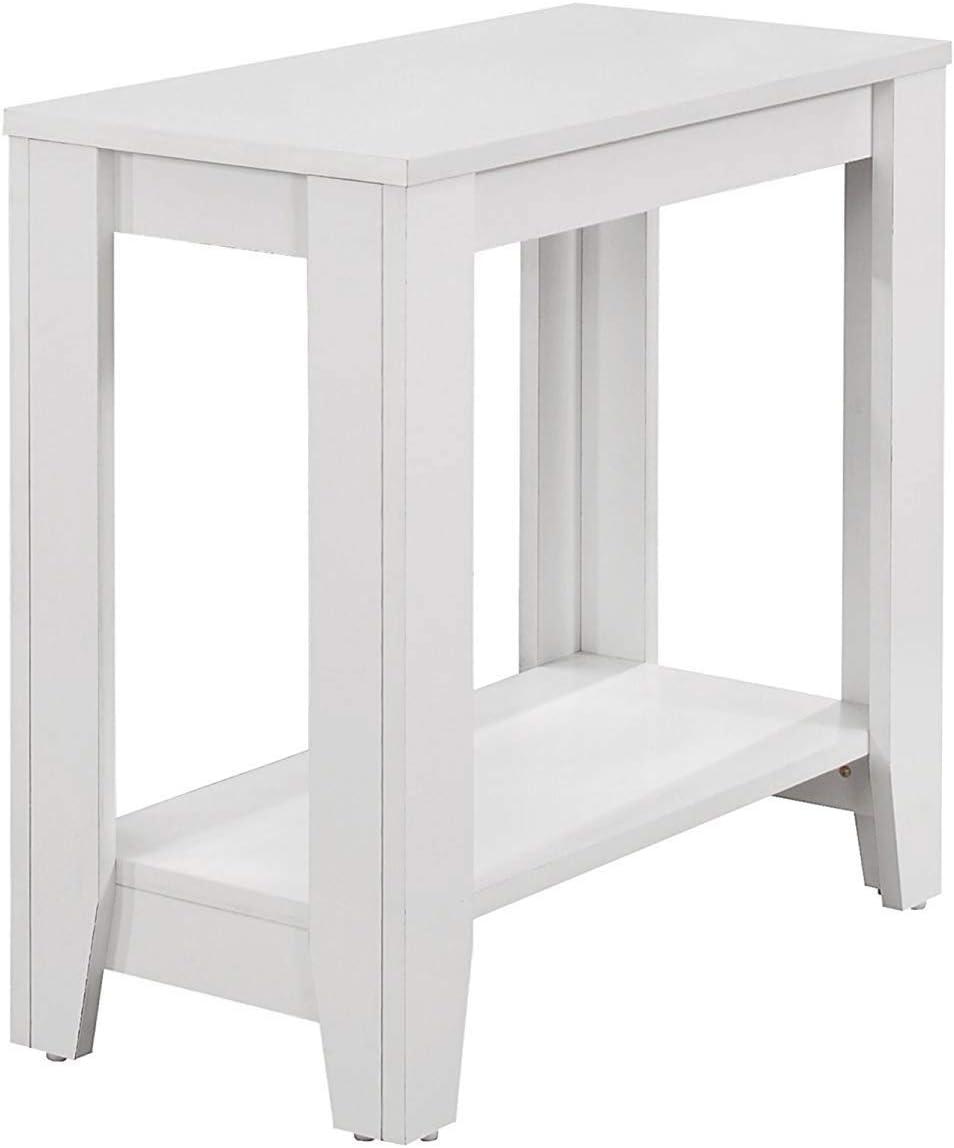 Modern Sleek White Rectangular Side Table with Tapered Legs