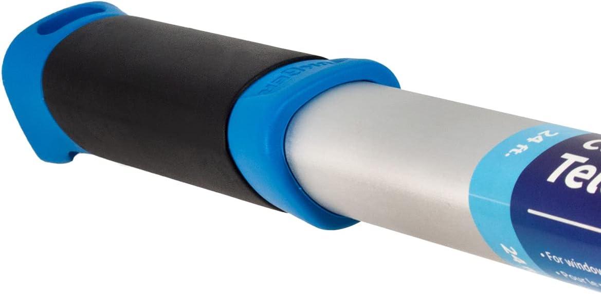24 ft Silver Aluminum Telescoping Cleaning Pole with Quick-Flip Clamps