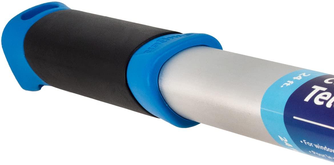 24 ft Silver Aluminum Telescoping Cleaning Pole with Quick-Flip Clamps