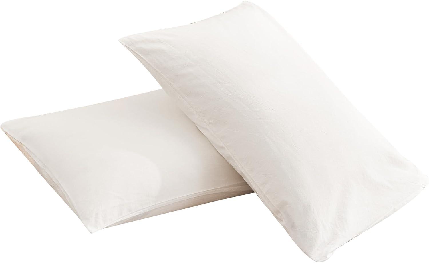 Queen Size Pillow Cases Set of 2 - White Queen Pillowcase 2 Pack with Envelope Closure, Soft Brushed Microfiber Bed Pillow Case Cover, 20x30 inches White Queen (20" x 30")