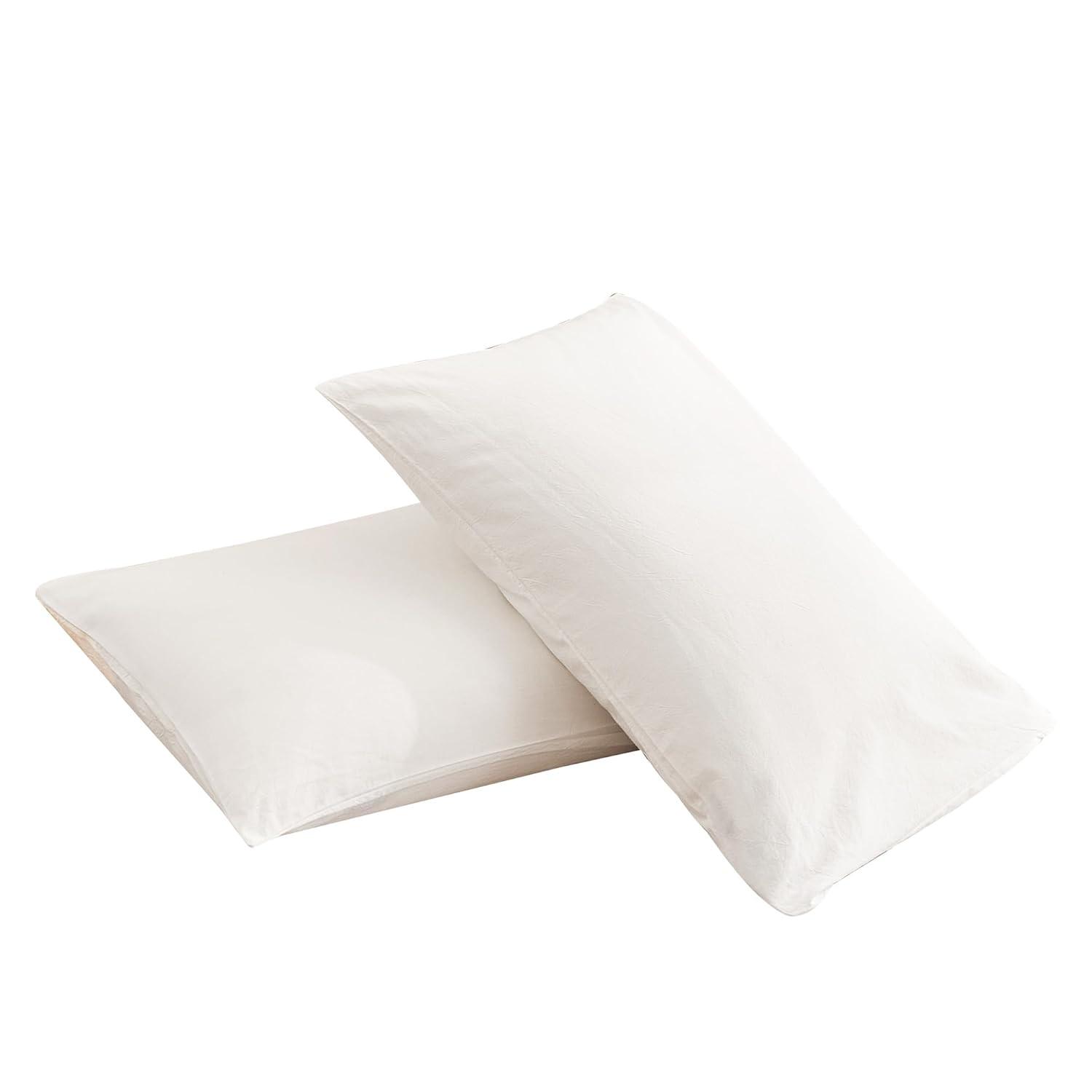 Queen Size Pillow Cases Set of 2 - White Queen Pillowcase 2 Pack with Envelope Closure, Soft Brushed Microfiber Bed Pillow Case Cover, 20x30 inches White Queen (20" x 30")
