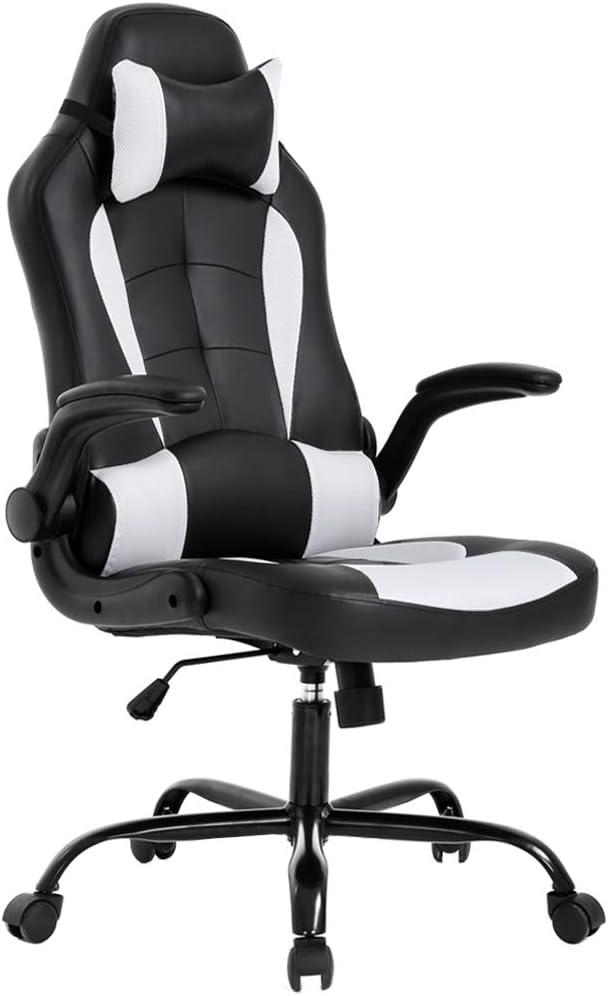 FDW PC Gaming Chair Ergonomic Office Chair Desk Chair with Lumbar Support Flip Up Arms Headrest PU Leather Executive High Back Computer Chair