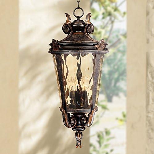 Casa Marseille Bronze Outdoor Hanging Light with Champagne Glass