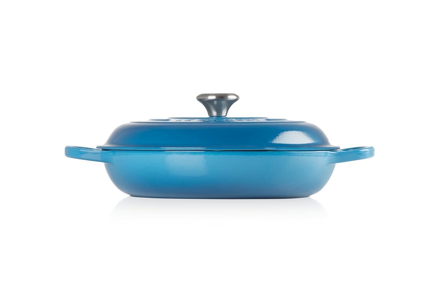 Marseille Blue Enameled Cast Iron Round Braiser, 3.5 qt