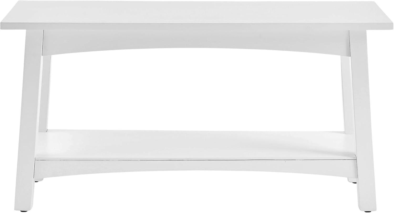 Alaterre Furniture Craftsbury 36 in. Sturdy Pine Wood Entryway Bench, 2-Person Bench Open Design Accent Furniture, White